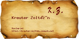 Kreuter Zoltán névjegykártya